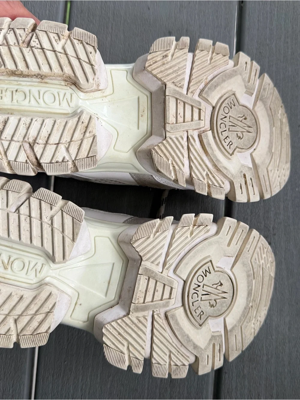 Kids Moncler Casual Suede & Mesh Sneakers - White and Light Gray